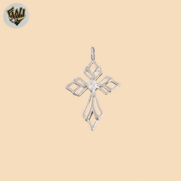 (2-1080) 925 Sterling Silver - Zircon Cross Pendants.