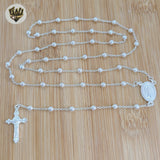 (2-2306) 925 Sterling Silver - Rosary Necklace - 24"