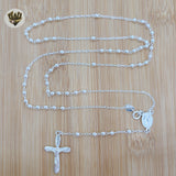 (2-2304) 925 Sterling Silver - Rosary Necklace - 20"