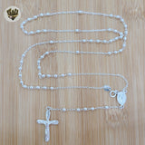 (2-2305) 925 Sterling Silver - Rosary Necklace - 24"