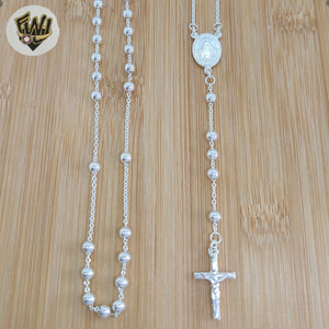 (2-2308) 925 Sterling Silver - Rosary Necklace - 24"
