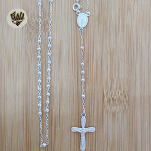 (2-2305) 925 Sterling Silver - Rosary Necklace - 24"