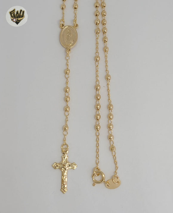 (1-3321-2) Gold Laminate - 2.5mm Guadalupe Virgin Rosary Necklace - 16