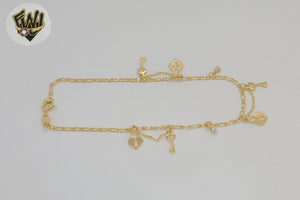 (1-0216) Gold Laminate - 2mm Alternative Figaro Link Charms Anklet 10" -BGF