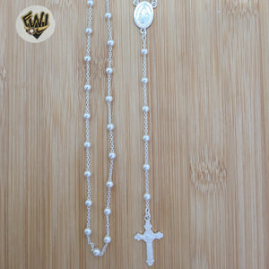 (2-2306) 925 Sterling Silver - Rosary Necklace - 24"