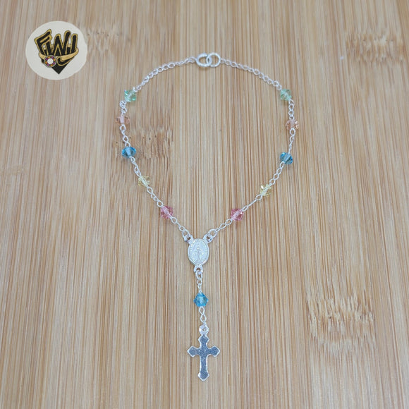 (2-2311) 925 Sterling Silver - Rosary Bracelet - 7