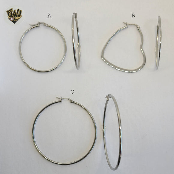 (4-2165) Stainless Steel - Plain Hoops. - Fantasy World Jewelry