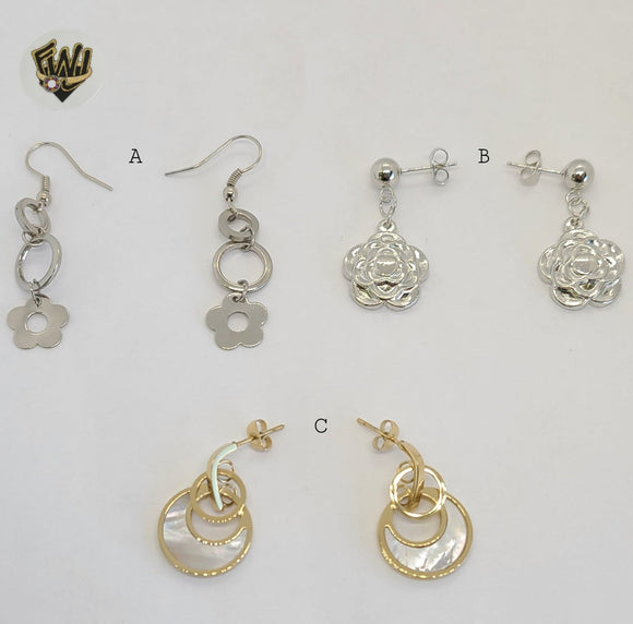 (4-2145) Stainless Steel - Long Earrings. - Fantasy World Jewelry