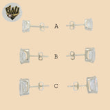 (2-3034) 925 Sterling Silver - Square Zircon Stud Earrings. - Fantasy World Jewelry