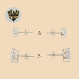 (2-3041) 925 Sterling Silver - Oval Zircon Stud Earrings. - Fantasy World Jewelry