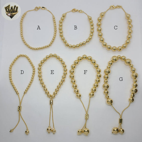 (MBRA-11) Gold Laminate - Balls Bracelets - BGF - Fantasy World Jewelry