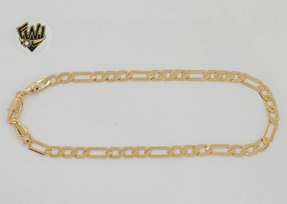 (1-0010) Gold Laminate - 4.5mm Flat Figaro Anklets - 10