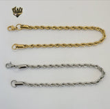 (4-4282) Stainless Steel - 1mm Rope Link Bracelet - 8.5" - Fantasy World Jewelry