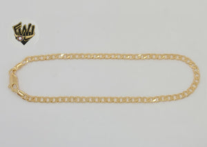 (1-0018) Gold Laminate - 4mm Curb Link Anklet - 10" - BGF