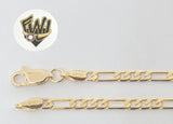 (1-0407) Gold Laminate - 3.5mm Flat Figaro Bracelet - BGF - Fantasy World Jewelry