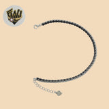 (2-0421) 925 Sterling Silver - 3mm Zircon Link Bracelet.