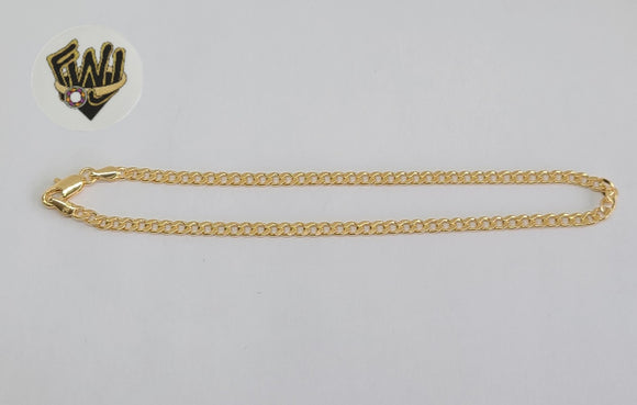 (1-0014) Gold Laminate - 3mm Curb Link Anklet - 10