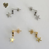 (4-2250) Stainless Steel - Star Zircon Earrings. - Fantasy World Jewelry