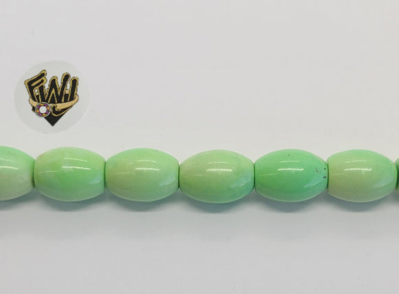 (MBEAD-79) 12mm Green Turquoise Beads - Oval - Fantasy World Jewelry