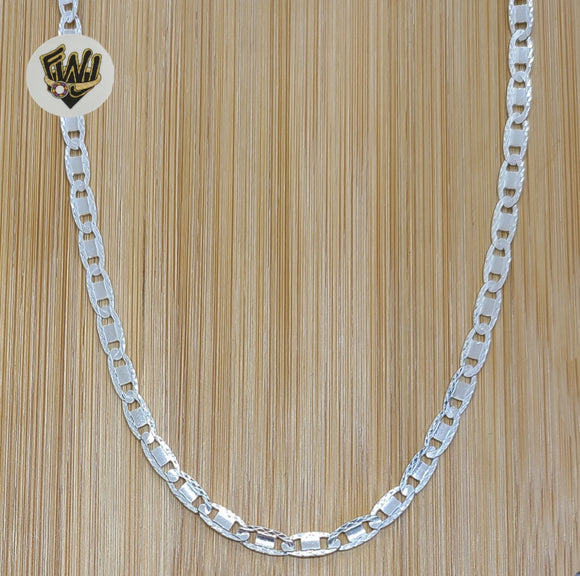 (2-8131) 925 Sterling Silver - 4.3mm Diamond Cut Marine Link Chains. - Fantasy World Jewelry