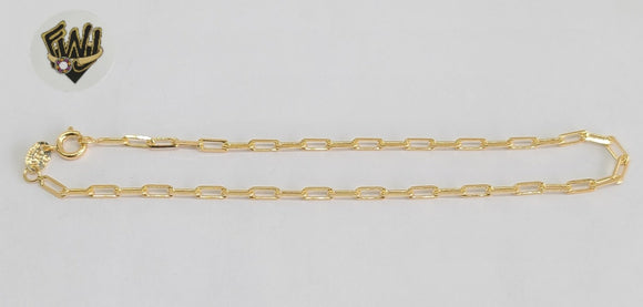 (1-0081) Gold Laminate - 2.5mm Paper Clip Anklet- 10