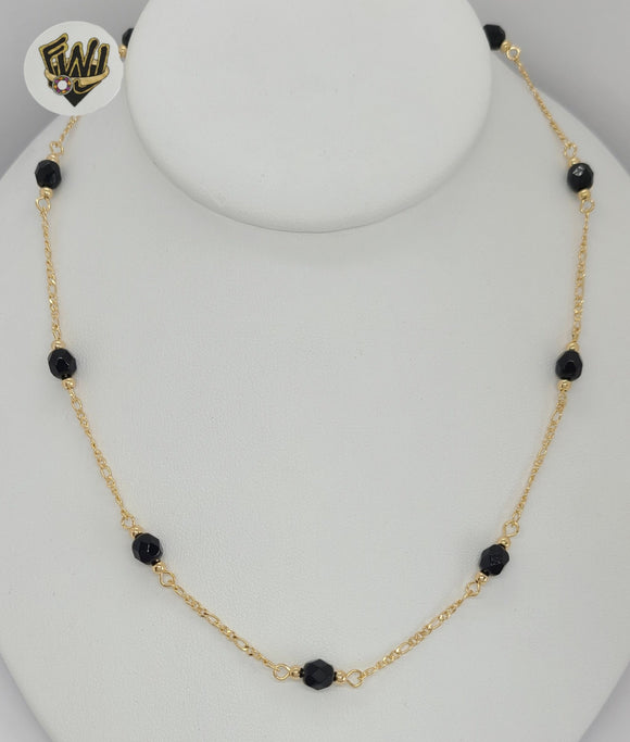 (1-3902-B) Gold Laminate - 6mm Beads Necklace - BGF