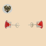 (2-3049) 925 Sterling Silver - Round Zircon Stud Earrings. - Fantasy World Jewelry