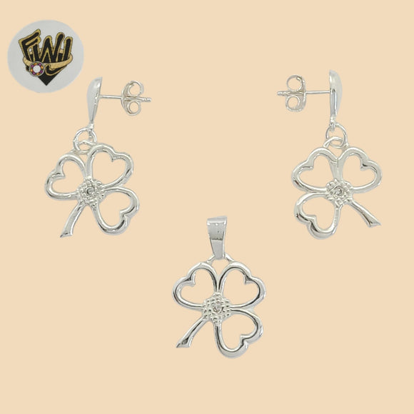 (2-6539) 925 Sterling Silver - Clover Set. - Fantasy World Jewelry