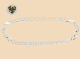 (2-0114) 925 Sterling Silver - 5.5mm Marine Link Anklet - 10" - Fantasy World Jewelry