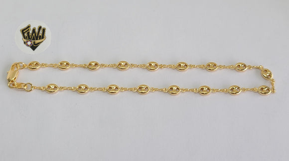 (1-0048) Gold Laminate - 4.5mm Puff Marine Anklet - 10