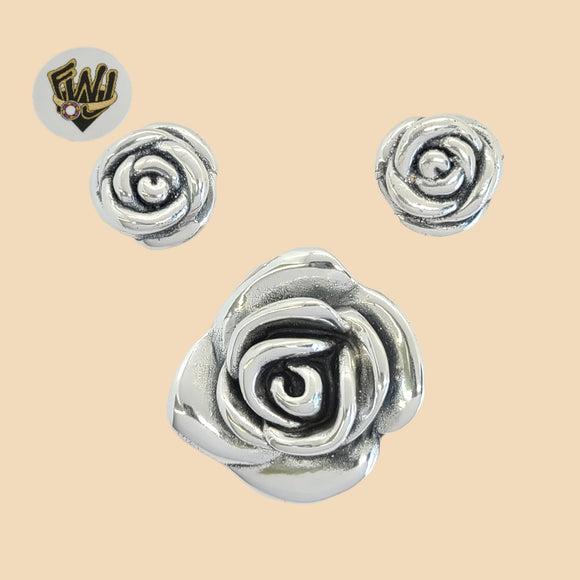 (2-6501) 925 Sterling Silver - Rose Set. - Fantasy World Jewelry