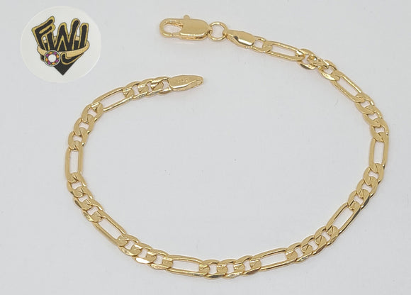 (1-0402) Gold Laminate - 4mm Figaro Bracelet - 7.5
