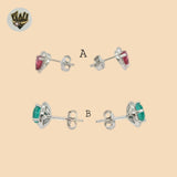 (2-3112) 925 Sterling Silver - Zircon Stud Earrings.