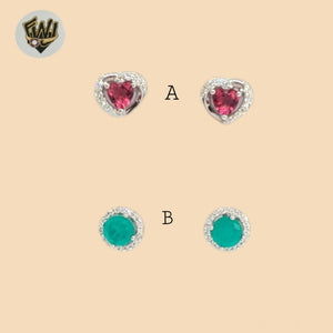 (2-3112) 925 Sterling Silver - Zircon Stud Earrings.