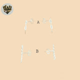 (2-3278) Pendientes de botón de eslabones en plata de ley 925. 