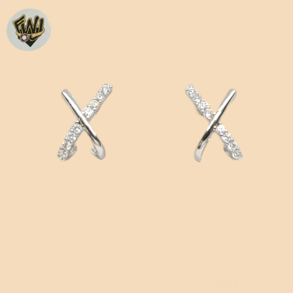 (2-3115-1) 925 Sterling Silver - Crisscross Stud Earrings.
