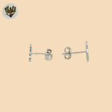 (2-3093) 925 Sterling Silver - Hamsa Hand Stud Earrings.