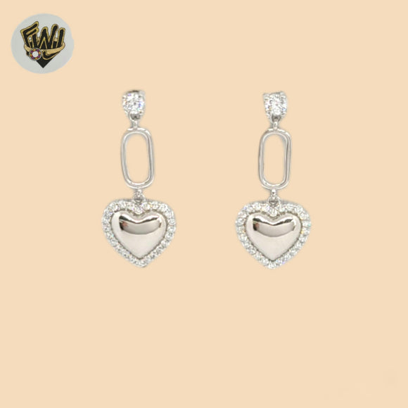 (2-3219-1) 925 Sterling Silver - Heart Dangle Earrings.