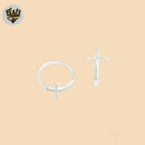 (2-5024-1) 925 Sterling Silver - Cross Zircon Ring.