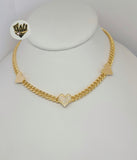 (1-6500-1) Gold Laminate - 5mm Curb Link Heart Necklace - 16".