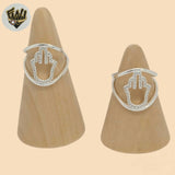 (2-5027-2) 925 Sterling Silver - Hamsa Hand Zircon Ring.