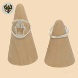 (2-5027-2) 925 Sterling Silver - Hamsa Hand Zircon Ring.