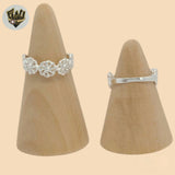 (2-5021) 925 Sterling Silver - Flower Band Ring.