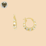 (2-4087) 925 Sterling Silver - Two Tone Carved Hoops.