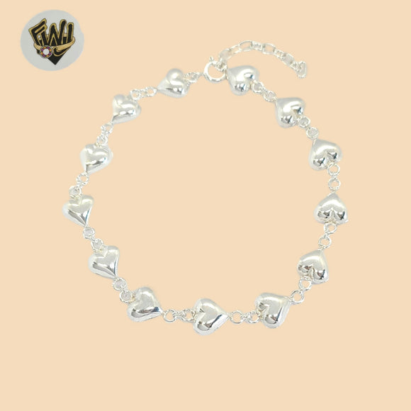 (2-0333) 925 Sterling Silver -Heart Link Bracelet.
