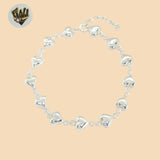 (2-0333) 925 Sterling Silver - Heart Link Bracelet.