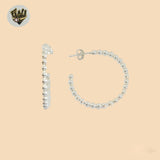 (2-4089) 925 Sterling Silver - Balls Half Hoops.