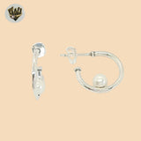 (2-4142) 925 Sterling Silver - Pearls Half Hoops.