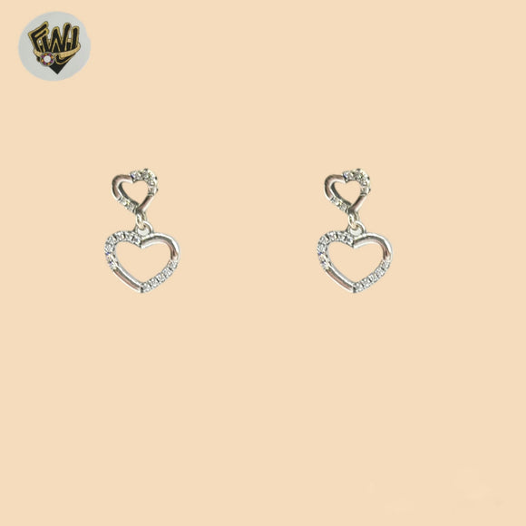 (2-3177) 925 Sterling Silver - Heart Dangle Earrings.