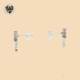 (2-3146) 925 Sterling Silver - Key Stud Earrings.